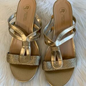 Mootsies Tootsies Gold Sandals Criss-Cross Slide